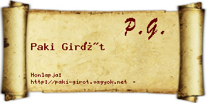 Paki Girót névjegykártya